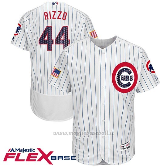 Maglia Baseball Uomo Chicago Cubs 2017 Estrellas y Rayas Cubs 44 Anthony Rizzo Bianco Flex Base